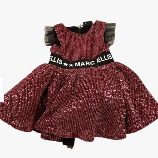 Marc ellis- abito giromanica-tinta unita paillettato-Fuxia per Neonata